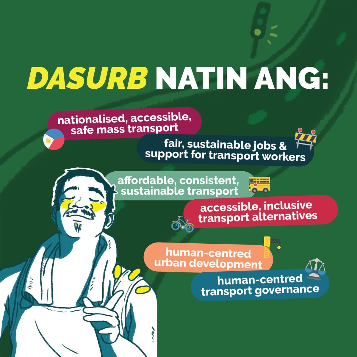 makesenseasia's tweet photo. Makatarungang transisyon, ibigay! β
#StandWithOurDrivers
#MassTransportNow
#NoToJeepneyPhaseOut
#MakeItMakeSense
#LearningBeans https://t.co/rDPQGY3qDy