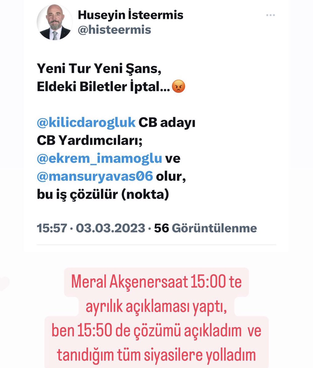 Aklın yolu bir demiştim 😜
<a href="/kilicdarogluk/">Kemal Kılıçdaroğlu</a> <a href="/meral_aksener/">Meral Akşener</a> <a href="/alibabacan/">Ali Babacan</a> <a href="/Ahmet_Davutoglu/">Ahmet Davutoğlu</a> <a href="/DpGultekinUysal/">Gültekin Uysal</a> <a href="/T_Karamollaoglu/">Temel Karamollaoğlu</a>