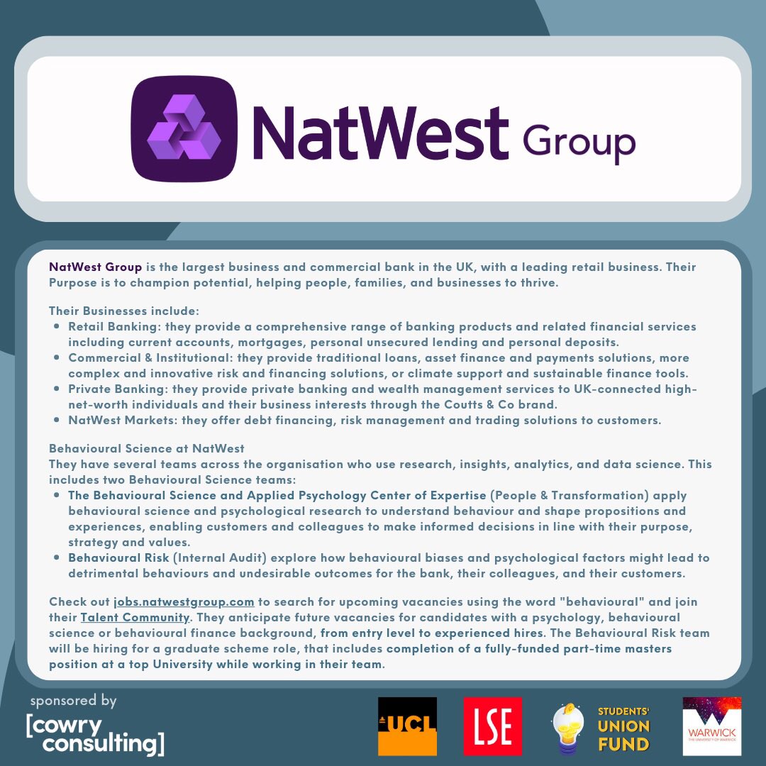 lsesu_bps's tweet photo. … and finally, find out more about @NatWestGroup, @IpsosUK, @GSR_UK and @dstlmod. https://t.co/J8lLjsx6ug