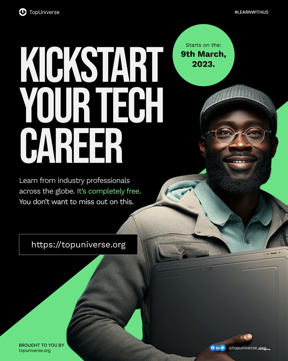 topuniverse_org's tweet image. Thinking of transitioning to tech but don&apos;t know how?
Are you looking for the right training to advance your tech skills?
Topuniverse got you all covered.

Unlock the Tech gene in you with Topuniverse Cohort 3.0 training starting March 9th 

#undergrads #students #africatechspace