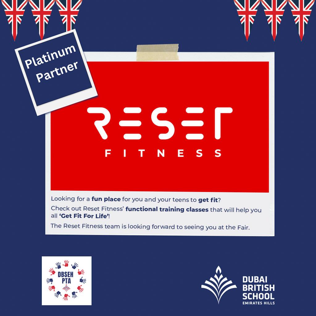 DubaiBritishEH's tweet photo. We are proud to have Reset Fitness as a platinum partner for our annual Spring Fair!
Come and join the fun on Saturday, 11 March from 16:00 at DBSEH and experience the fantastic community that is DBS.
Spring Fair #BeginsAtDBSEH
#SpringFair #PTAPowered https://t.co/yTVppJaJf9