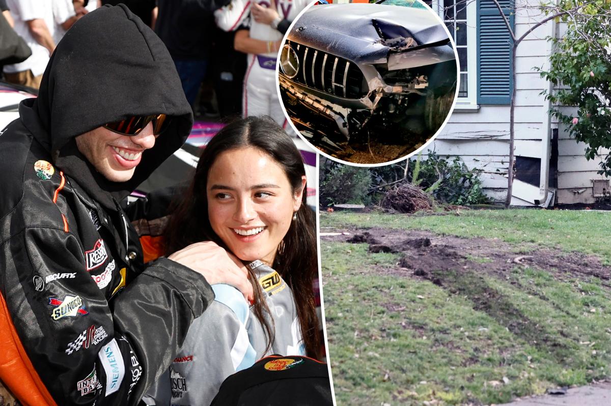 Pete Davidson, Chase Sui Wonders crash car into home