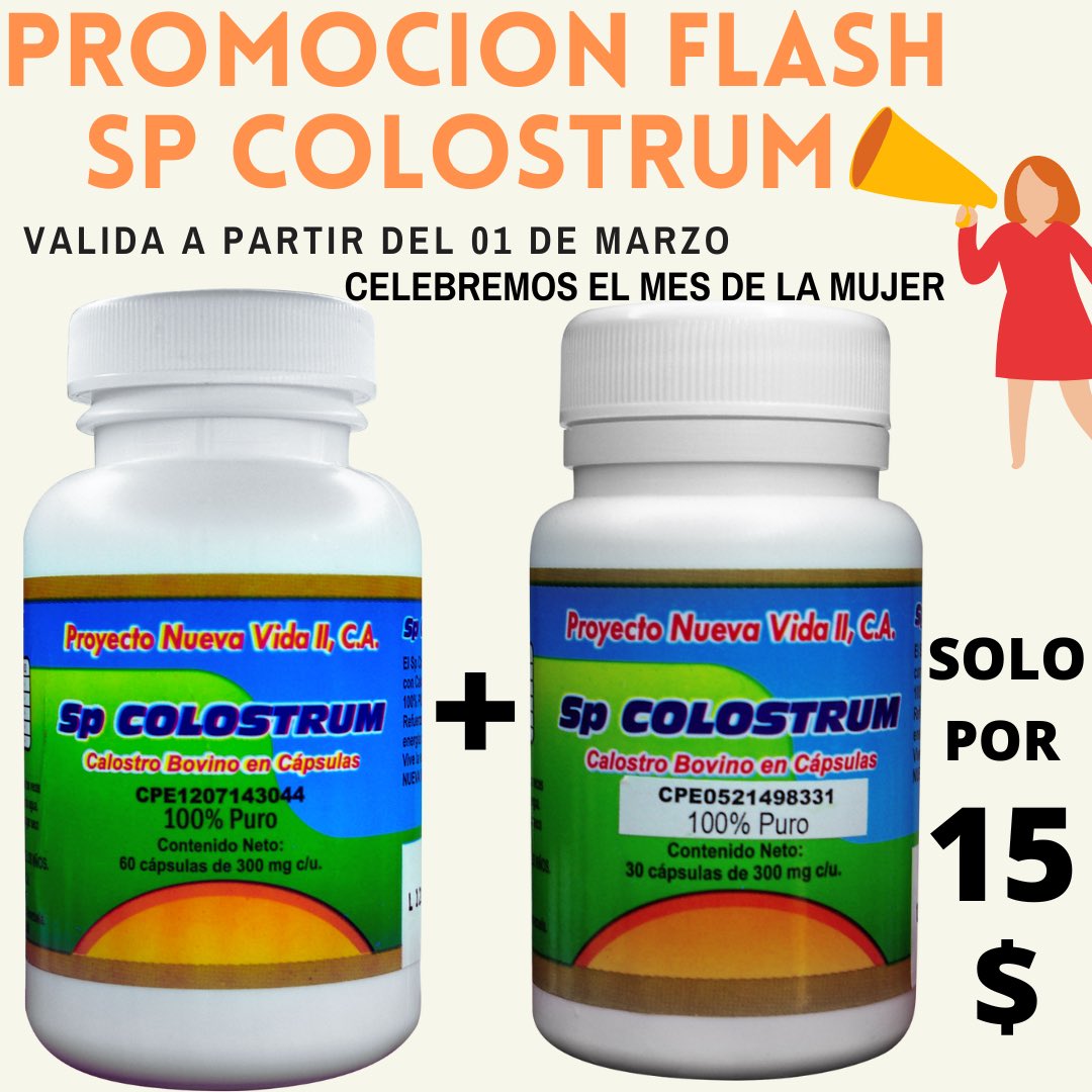 Bendecido comienzo de semana para todos, les compartimos nuestras Promoción Flash, disponible por muy poco tiempo. Frasco de 30 y 60 cápsulas de <a href="/SPcolostrum/">SP Colostrum</a> solo por 15$.