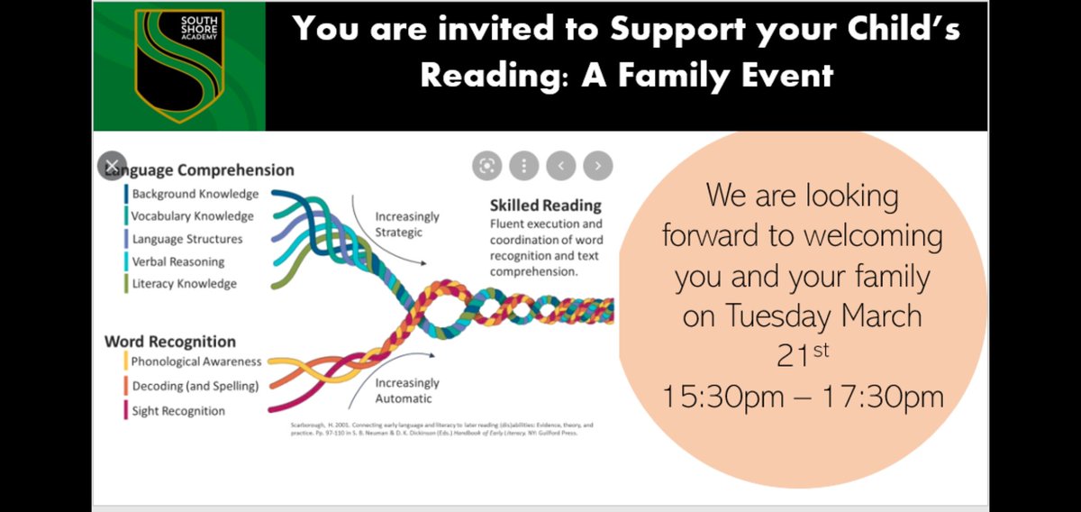 We can't wait to welcome our KS3 families to our literacy event- Supporting you Child's Reading: a Family Event.
March 21st 📖 📕