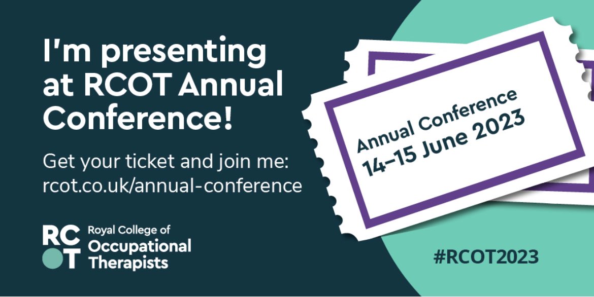 Delighted to be presenting with my colleague @GemmaAPOT at the #rcot2023 conference 🥳 Presenting the impact of developing a new primary care OT service in Ayrshire 🙌🏼 @lkerrOTahp @Aileenahpmh