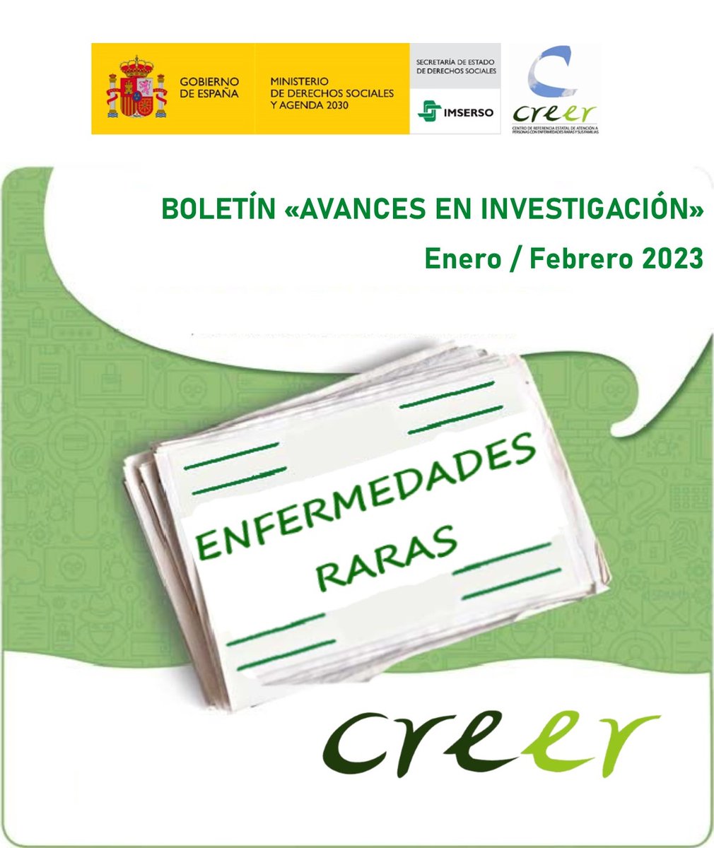 📰 #DivulgaCREER Boletín de divulgación sobre avances de investigación, artículos y publicaciones sobre #enfermedadesraras
Disponible en la página web de <a href="/CentroCREER/">Creer Imserso</a> <a href="/Imserso/">Imserso</a> el boletín correspondiente a los meses de enero y febrero de 2023 👇
creenfermedadesraras.imserso.es/documentacion/…