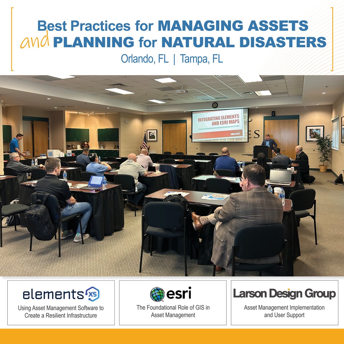 LDGnews's tweet photo. LDG recently partnered with Esri and Novotx and held two events in Florida: Best Practices for Managing Assets and Planning for Natural Disasters. Download our GIS Asset Management and Water/Wastewater brochure here: https://t.co/9yq4hB6Veg https://t.co/3zLvO3rLOW