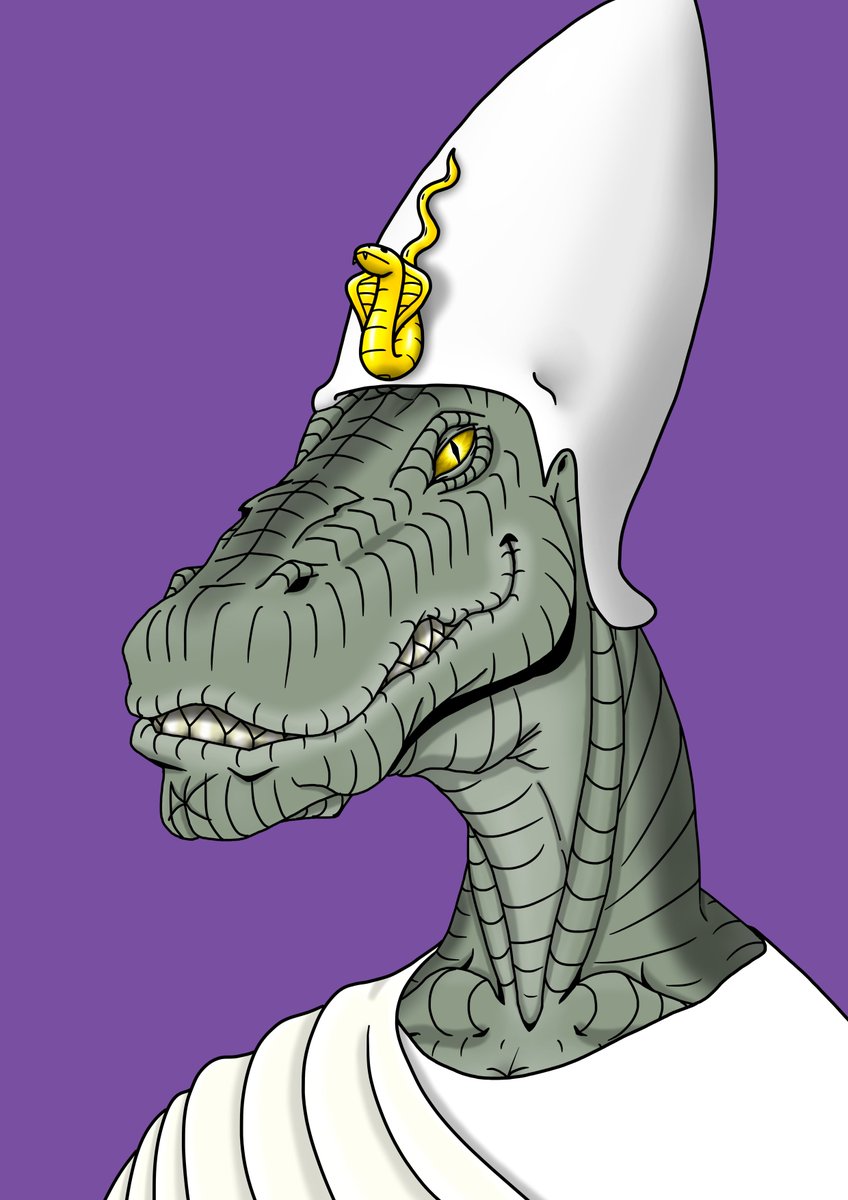 Sneaky_Reptiles's tweet photo. Today's Exhibit: A scheming Sneaky Reptile wearing a white toga and the Hedjet, the crown of Upper Egypt.

#NFT #NFTartwork #digitalart #NFTdrop #NFTCollection #Hedjet #AncientEgypt #nftcollectors #cryptoart #ETH https://t.co/o7A2fWDLr2