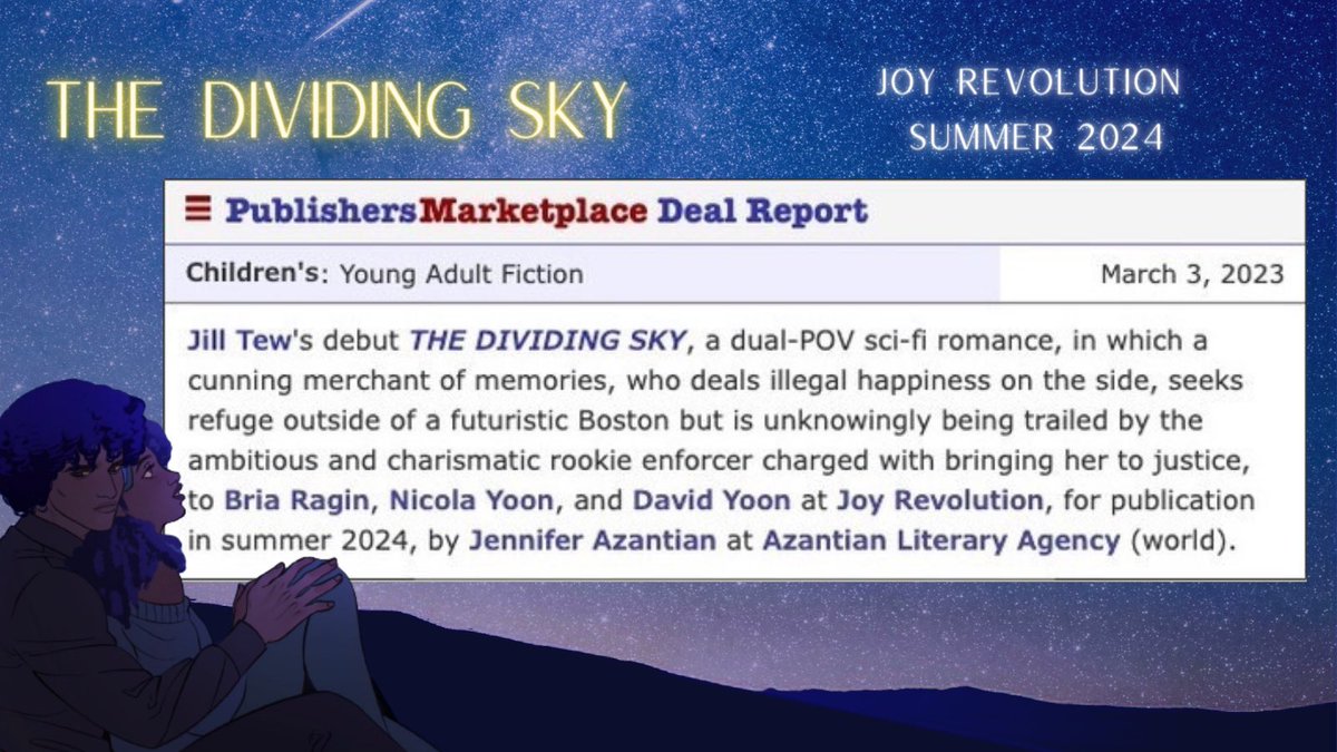 Jill Tew 🌌 THE DIVIDING SKY is in stores now!🌌 (@jtewwrites) on Twitter photo ✨ 🌌 I HAVE BOOK NEWS 🌌 ✨
I’m so, so excited to share that my YA dystopian romance THE DIVIDING SKY is coming out in Summer 2024, from <a href="/JoyRevBooks/">Joy Revolution Books</a> / <a href="/penguinrandom/">Penguin Random House 🐧🏠📚</a>! ✨ 🌌 I HAVE BOOK NEWS 🌌 ✨
I’m so, so excited to share that my YA dystopian romance THE DIVIDING SKY is coming out in Summer 2024, from <a href="/JoyRevBooks/">Joy Revolution Books</a> / <a href="/penguinrandom/">Penguin Random House 🐧🏠📚</a>!