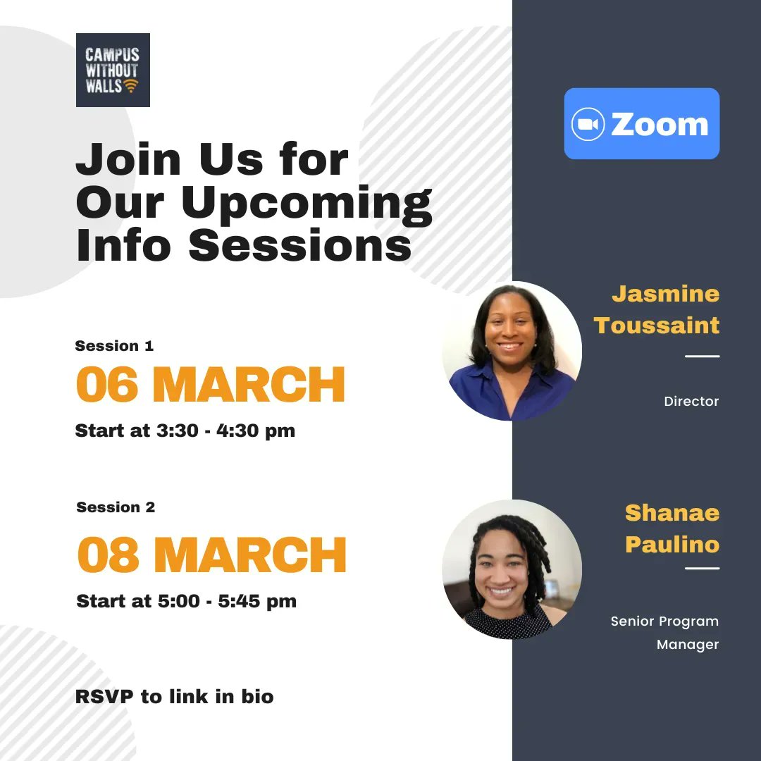 Join us TODAY <a href="/3/">Blair</a>:30 pm 

Join us for a Campus Without Walls Spring Course information session!

Register: buff.ly/3ZrqGfM