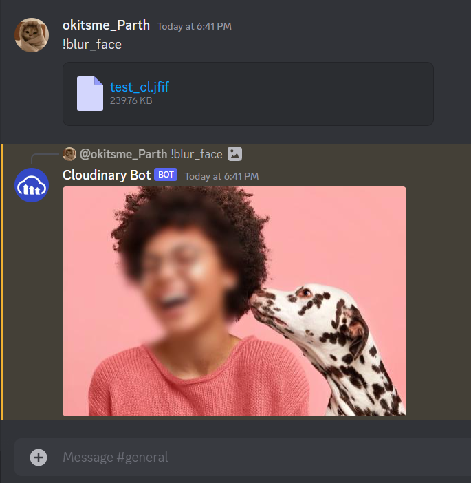 4gameparth's tweet photo. Created a Discord bot that does image manipulation stuff, such as automatically blurring faces, blurring a certain area, adding text over an image, background removal, & many more. All this in one place by one bot, backed by @cloudinary API
@colbyfayock @midudev
#cloudcreate https://t.co/g5ULXa6Ioa