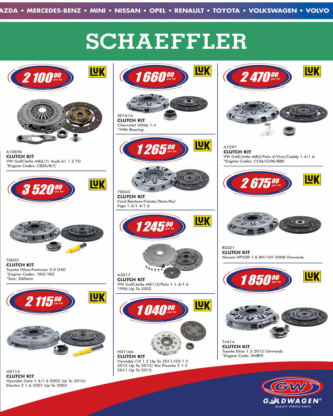 Goldwagen on X Are you experiencing problems with your vehicle s clutch Don t wait until your clutch fails completely LUK clutch kits now on special. Available at your nearest Goldwagen. https t Fr...