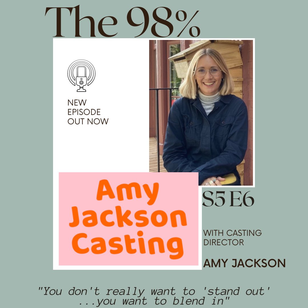 The 98% (@the98percentpod) on Twitter photo New Episode with Casting Director <a href="/AmyJacksoncast/">Amy Jackson CDG</a> (<a href="/CDGNews/">The CDG (Casting Directors’ Guild)</a>)
After extensive experience as an assistant & associate at some of the UK’s leading casting offices, Amy is now an award nominated freelance Casting Director here to share advice, honest discussions & industry insight! New Episode with Casting Director <a href="/AmyJacksoncast/">Amy Jackson CDG</a> (<a href="/CDGNews/">The CDG (Casting Directors’ Guild)</a>)
After extensive experience as an assistant & associate at some of the UK’s leading casting offices, Amy is now an award nominated freelance Casting Director here to share advice, honest discussions & industry insight!
