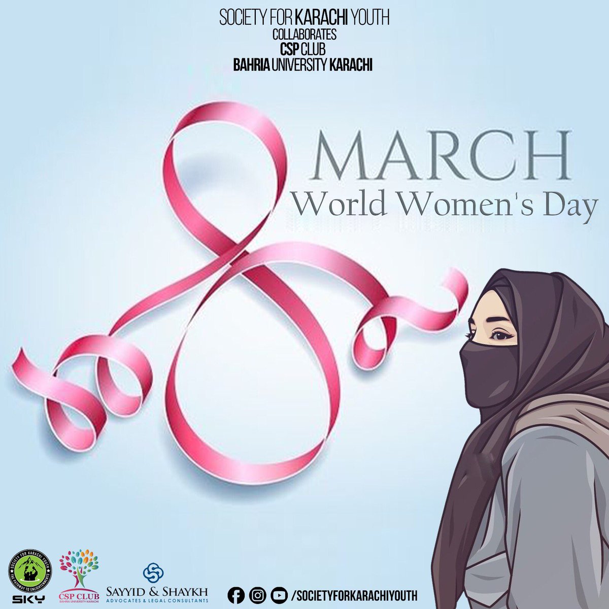 sky_karachi's tweet photo. In order to honour Pakistan's sisters, daughters, and mothers, Society For Karachi Youth and Bahria University will collaborate to mark International Women's Day on March 8 this year. The purpose of International Women's Day is to emphasise the value of women in society, not to https://t.co/opl3h1Ri0L