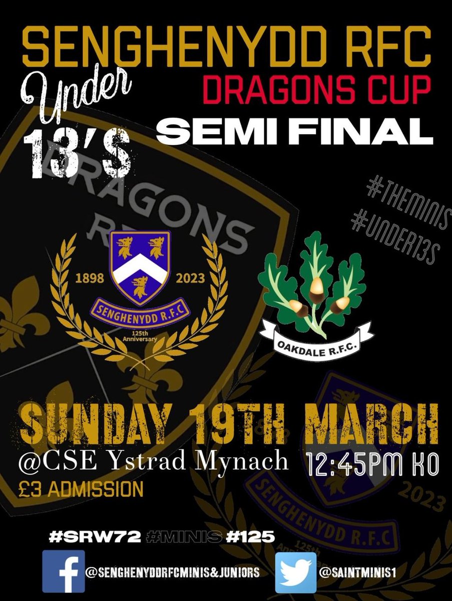 💙❤️💙❤️

Dragon Cup 🐉🏆 Kick Off Times are out

Be great to get as much support up there for the boys on Sunday 19th March 👌🏻.. They have put a tremendous amount of effort in this season so far so go out and enjoy it lads 💙❤️🏆👌🏻

#OwhentheSaints #oneclubonefamily #uppasneg
