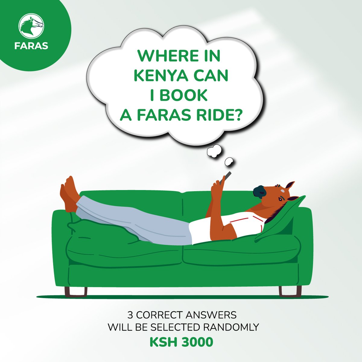 𝙏𝙍𝙄𝙑𝙄𝘼 𝙌𝙐𝙀𝙎𝙏𝙄𝙊𝙉!

3,000KSH to be won in FarasMiles! Cash withdrawable!

1. Tag 3 Friends
2. Like and share this post
3. Take a Faras Trip

4. Download the Faras App to participate: zurl.co/rpz6

3 CORRECT ANSWERS WILL BE SELECTED RANDOMLY!
T&amp;C apply.