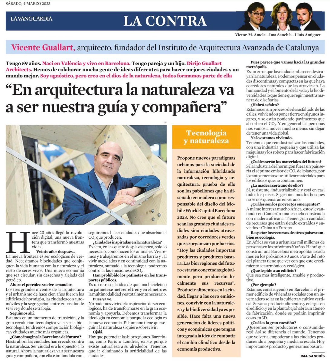 PilarConesa's tweet photo. 🪵«Hasta ahora, las #ciudades han crecido contra la naturaleza. Ahora va a ser nuestra guía.»

👏🏽Enhorabona, @vicenteguallart i @IAAC, pel gran exemple (a seguir) de fusió entre natura i arquitectura que ha estat l'estand de @MWCapital al #MWC23!

— @LaVanguardia https://t.co/POa05TgdoF