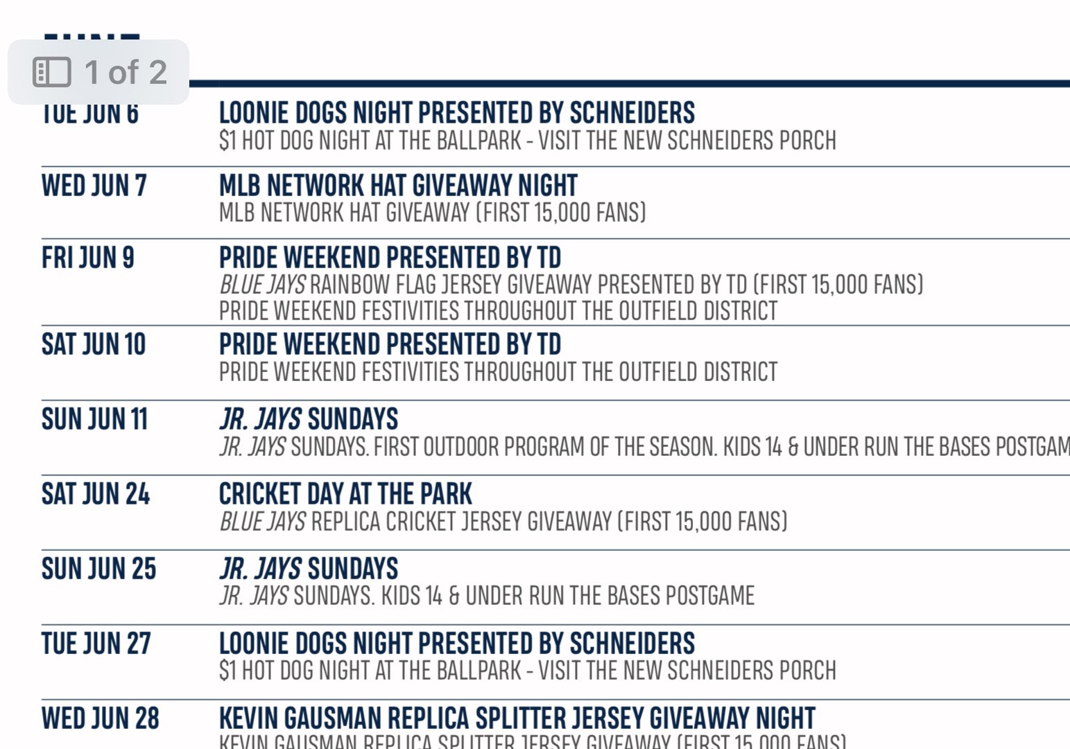 Jr. Jays Sundays, Theme Days, Tickets