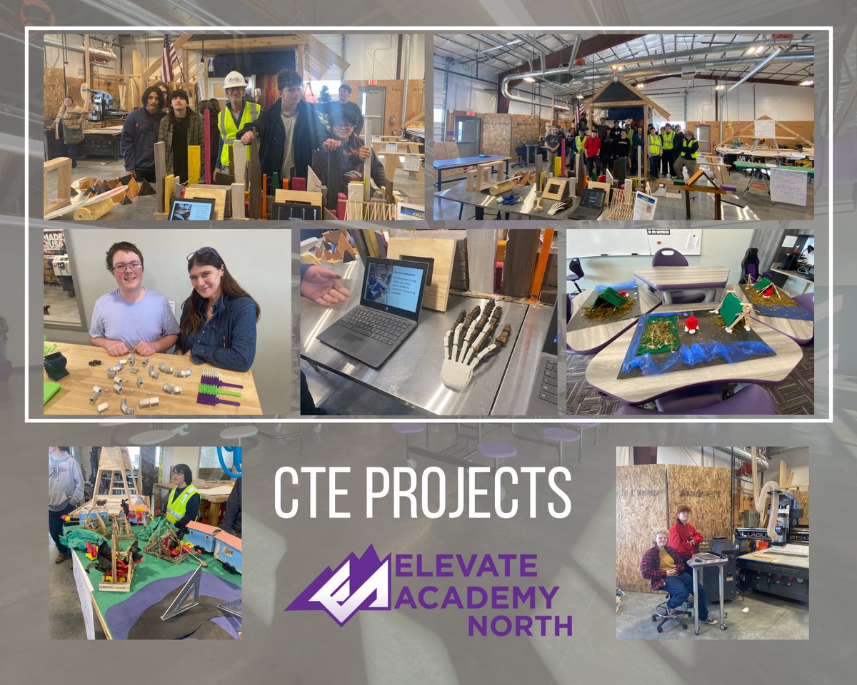 Highlighting some Integrated Projects…  Math, Science, English Language Arts, Social Studies, Construction, Automated Manufacturing, Medical Assisting, and Public Safety in action. Shout out to our students and staff for the planning, design, and hard work!#LetsElevate