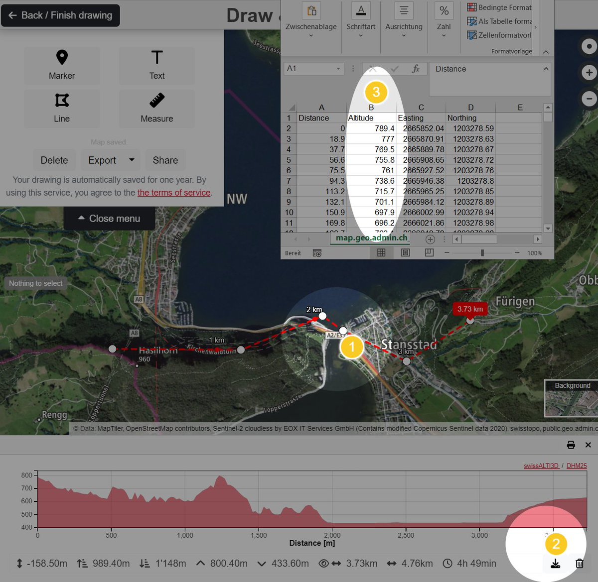 swiss_geoportal's tweet photo. [DE] Neu: Zeichne / messe weltweit in https://t.co/r3LD0WBmrA! Linien / Flächen einfach markieren und Höhenprofile für die Schweiz als CSV exportieren. https://t.co/svu26MtreI
🚨  Probier es aus und gib Feedback  #Karten #Höhenprofil #CSVExport #followerpower #swissgis https://t.co/Z5z4xmeirw