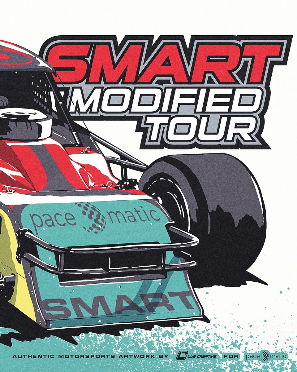 Hot off the press!

Official tee of the 2023 @SMARTMods_ Tour presented by @paceomatic. Make sure you grab one at their next race!

#smartmods #shorttrackracing #racing #motorsportart #illustration #procreate #vector #shorttrack