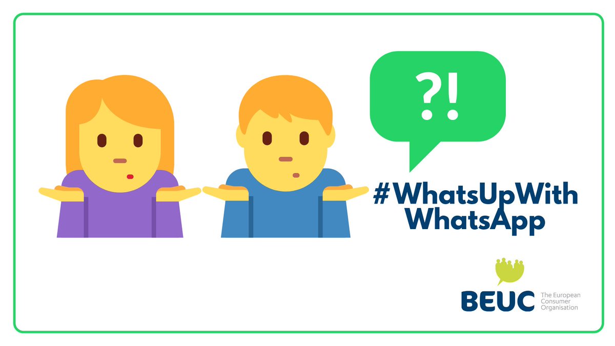 beuc's tweet photo. 📣Our complaint against WhatsApp has now been closed with a commitment from the company to do better in the future...For us, this isn't good enough. Find out what it means #WhatsUpWithWhatsApp 👉 https://t.co/HZEf7J871u https://t.co/gXVV3v9fpU