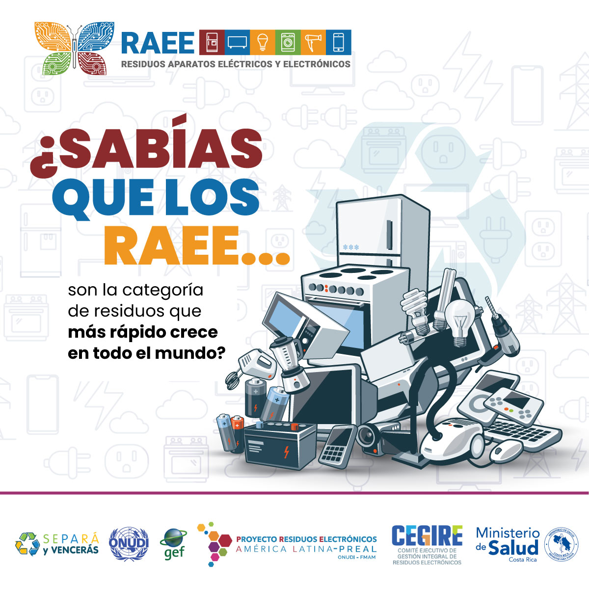 DigecaCR's tweet photo. Con la digitalización y el avance de la tecnología, cada vez generamos más RAEE en nuestros hogares, siendo el residuo que más rápido crece en el mundo y en Costa Rica. La gran mayoría son aparatos pequeños que almacenamos en casa. https://t.co/iPULW4dEVx
