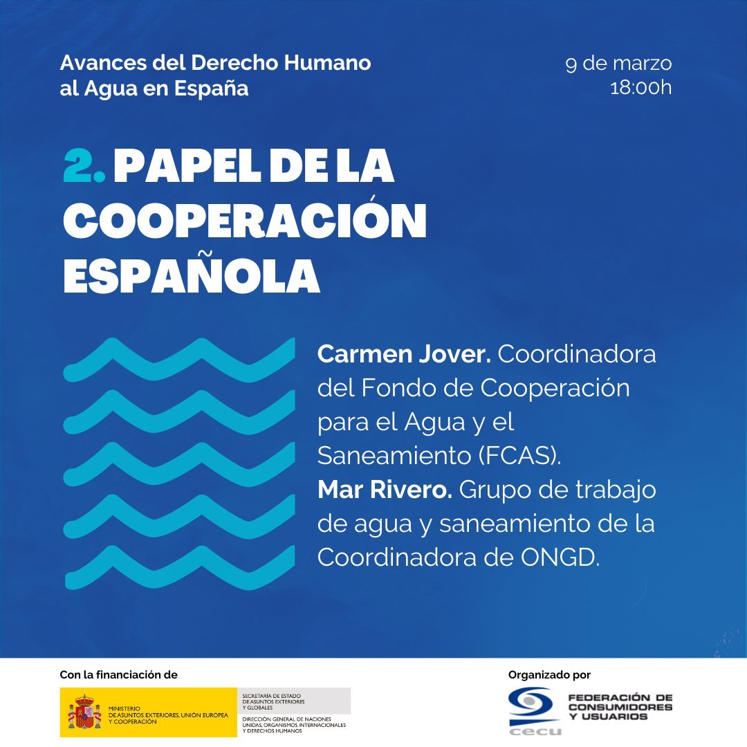 ESFCatalunya's tweet photo. 💦¿Qué avances se han conseguido en el derecho humano al agua a nivel nacional e internacional? 

Este jueves las compañeras @MirPlaM y @dantemaschio participan en el encuentro organizado por @CECUconsumo

📅09/03
🕕18h
📍Madrid https://t.co/AsGFykGWGj

💻https://t.co/vCrhS3QWHO https://t.co/HL3Ywzzo5e