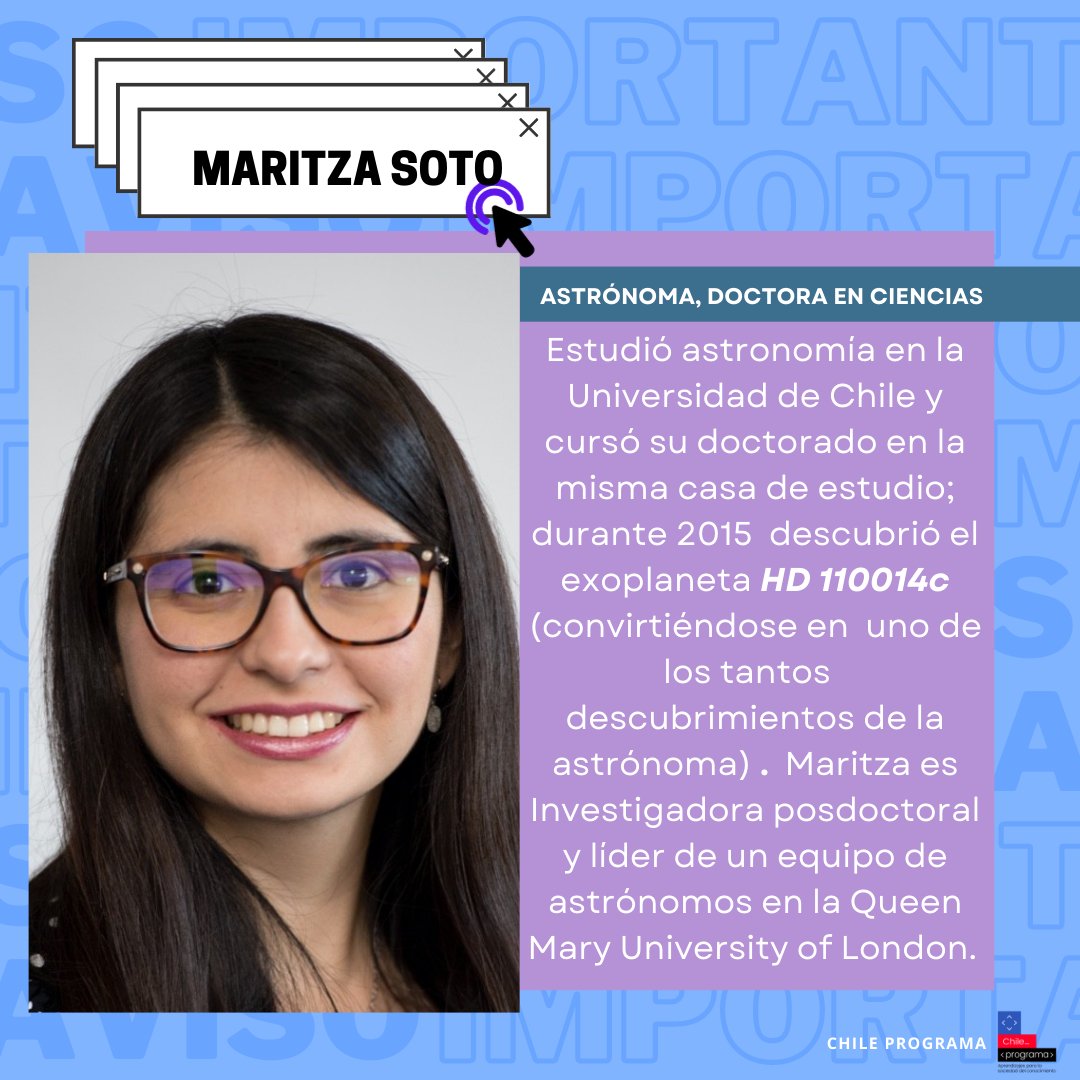 Chile_Programa's tweet image. 💻Comenzamos una importante semana en conmemoración al mes y #día de la #mujer, por esto hoy queremos destacar a diversas chilenas que la llevan en #stem.  Conoce sus nombres acá 👇