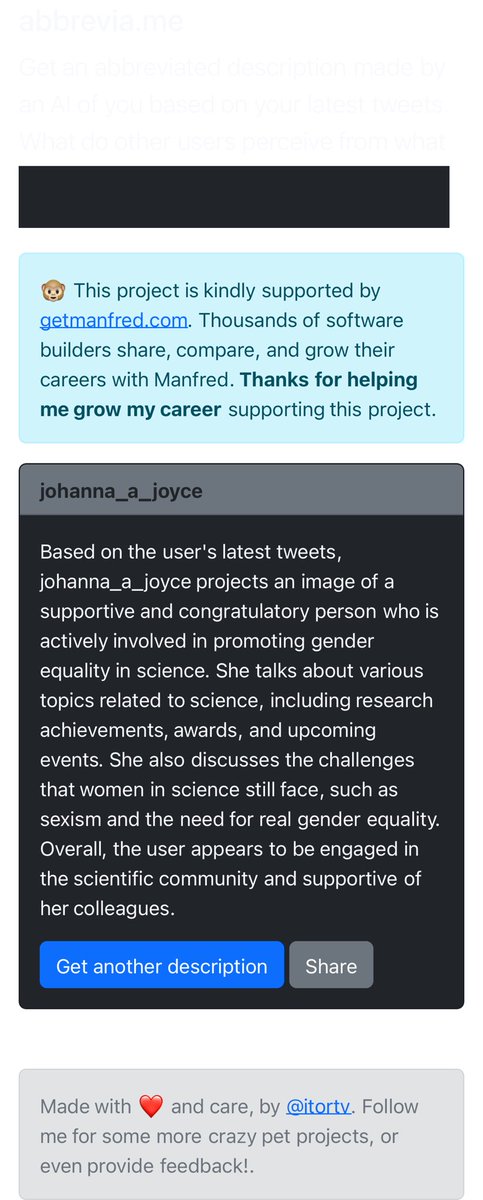 Had to try the latest twitter trend 😉

Thanks to abbrevia.me!

#WomeninScience #EquityinScience