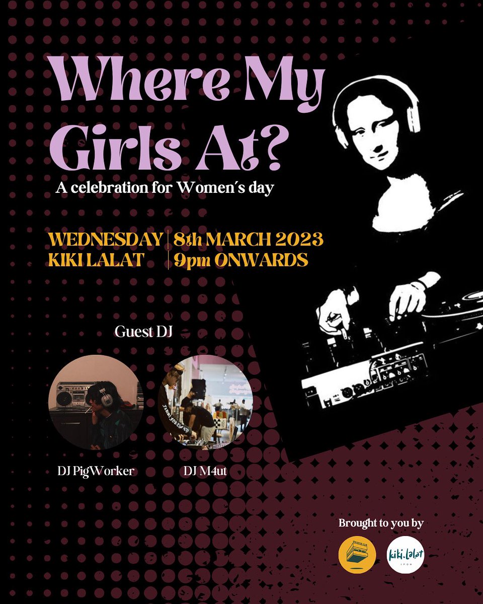 From Nancy Sinatra, to Uji Rashid, to Doja Cat. Women artists come from diverse backgrounds and have a wide range of musical styles. 

.
International Woman’s Day is just around the corner! This 8th march at @kiki_lalat .We gonna bring you 2 Djs that gonna hype the night https://t.co/N0vZGRoTfx