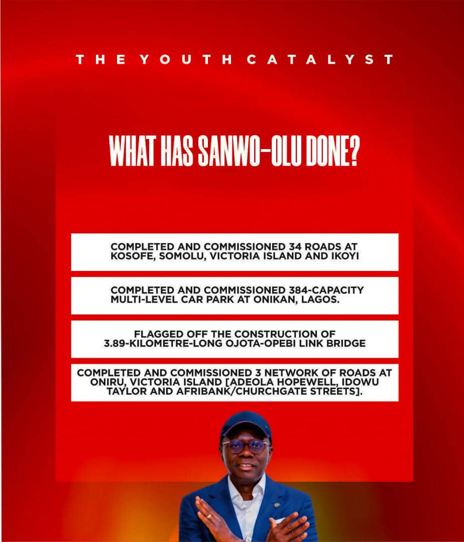 BelloShemilore's tweet photo. Have you been wondering why @jidesanwoolu deserves another term?

Yes! He has done a lot for Lagos. Let the good works continue!

Catch up with some of the things he has done.😉

#SanwoAgain https://t.co/RNYlszjAbM