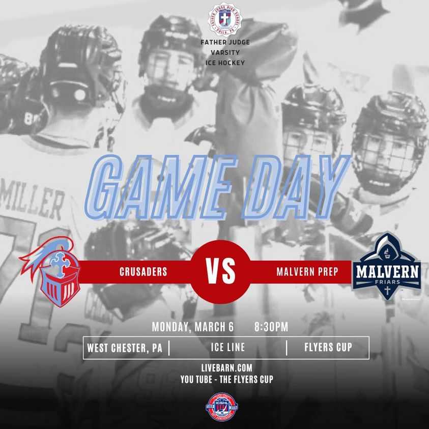 Flyers Cup AAA:  Tonight the #5 Crusaders travel to Iceline in West Chester to play in a Quarter-Final matchup vs. #4 Malvern Prep.  The game will be broadcast free on the Flyers Cup Youtube Channel. #gojudge