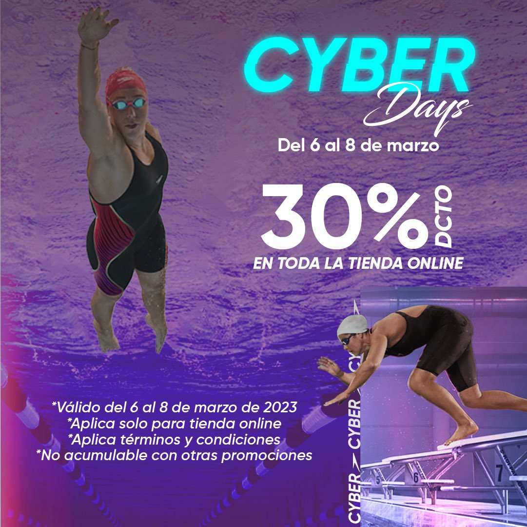 speedocolombia's tweet photo. ¡CYBERDAYS SPEEDO! Prendas perfectas don 30%Dcto en nuestra tienda Online del 6 al 8 de Marzo 💙⚡ ¡Visita nuestro sitio web y conoce más! 
.
.
.
.
#SpeedoColombia #Sale #SwimLovers https://t.co/grLqColQnQ