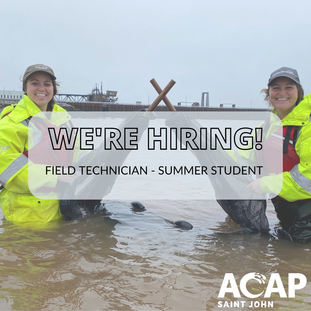 📣ACAP Saint John is hiring!

🌲We are looking to fill two summer students to join our team: Field Technician &amp; Education and Outreach Program Coordinator

🌊How to apply: ow.ly/vGGN50N8u8U

Deadline to apply: April 2nd, 2023