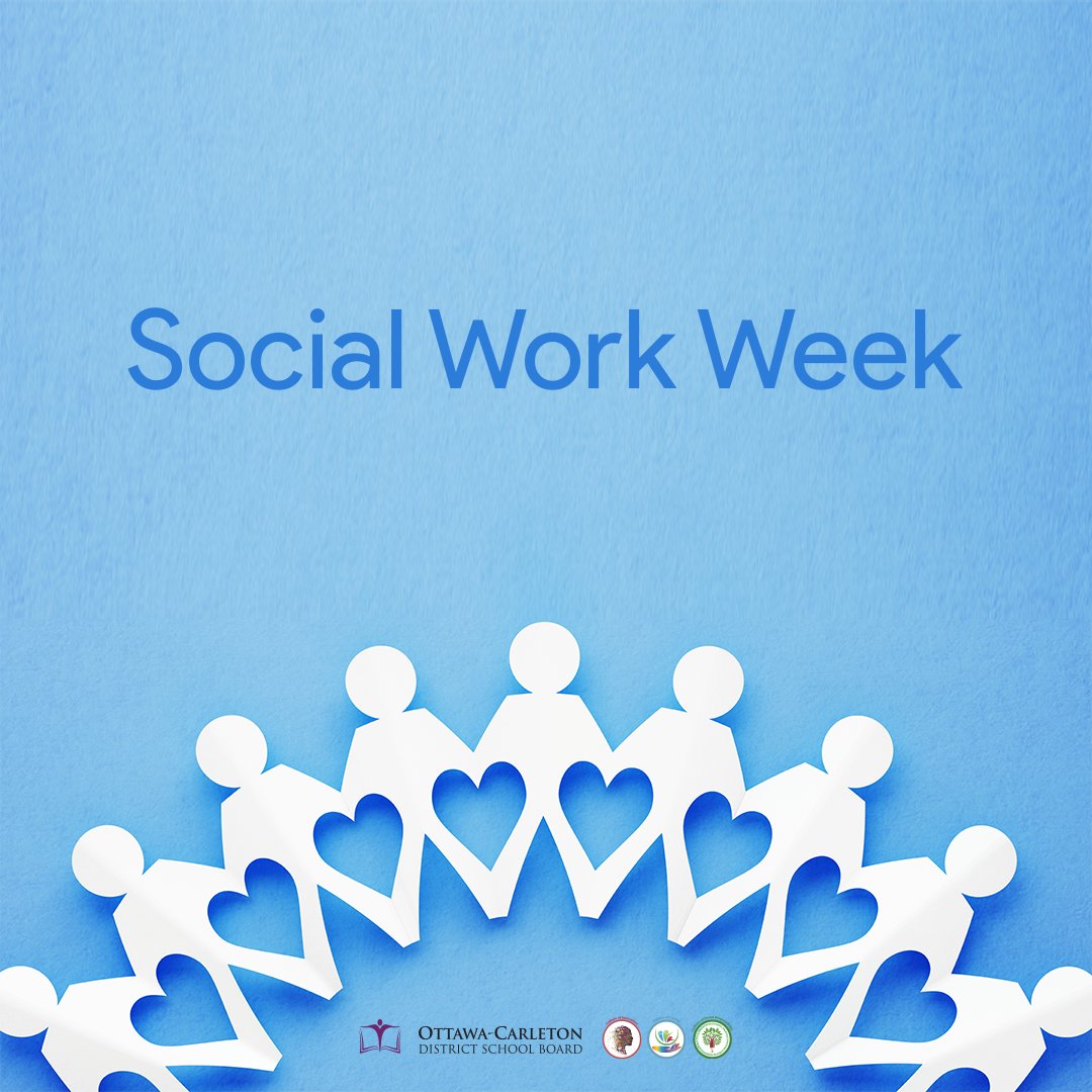 OCDSB's tweet photo. This week is Social Work Week! Please join us in recognizing the social workers who provide important mental health supports to our #OCDSB community. Thank you for everything you do in support of students and families! https://t.co/JoT4RvlfHU