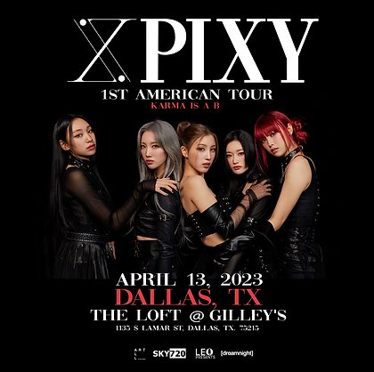Gilley's Dallas (@gilleysdallas) on Twitter photo Pixy is performing live Thursday, April 13th!
KARMA IS A B 2023 USA TOUR
​
Venue: The Loft
Doors Open <a href="/6pm/">Follow us @Shop6pm!</a>, Show Starts <a href="/7pm/">Huong Le</a>
Any questions you have regarding the show please reach out to the promoter <a href="/leopresents/">Leo Presents</a> Pixy is performing live Thursday, April 13th!
KARMA IS A B 2023 USA TOUR
​
Venue: The Loft
Doors Open <a href="/6pm/">Follow us @Shop6pm!</a>, Show Starts <a href="/7pm/">Huong Le</a>
Any questions you have regarding the show please reach out to the promoter <a href="/leopresents/">Leo Presents</a>