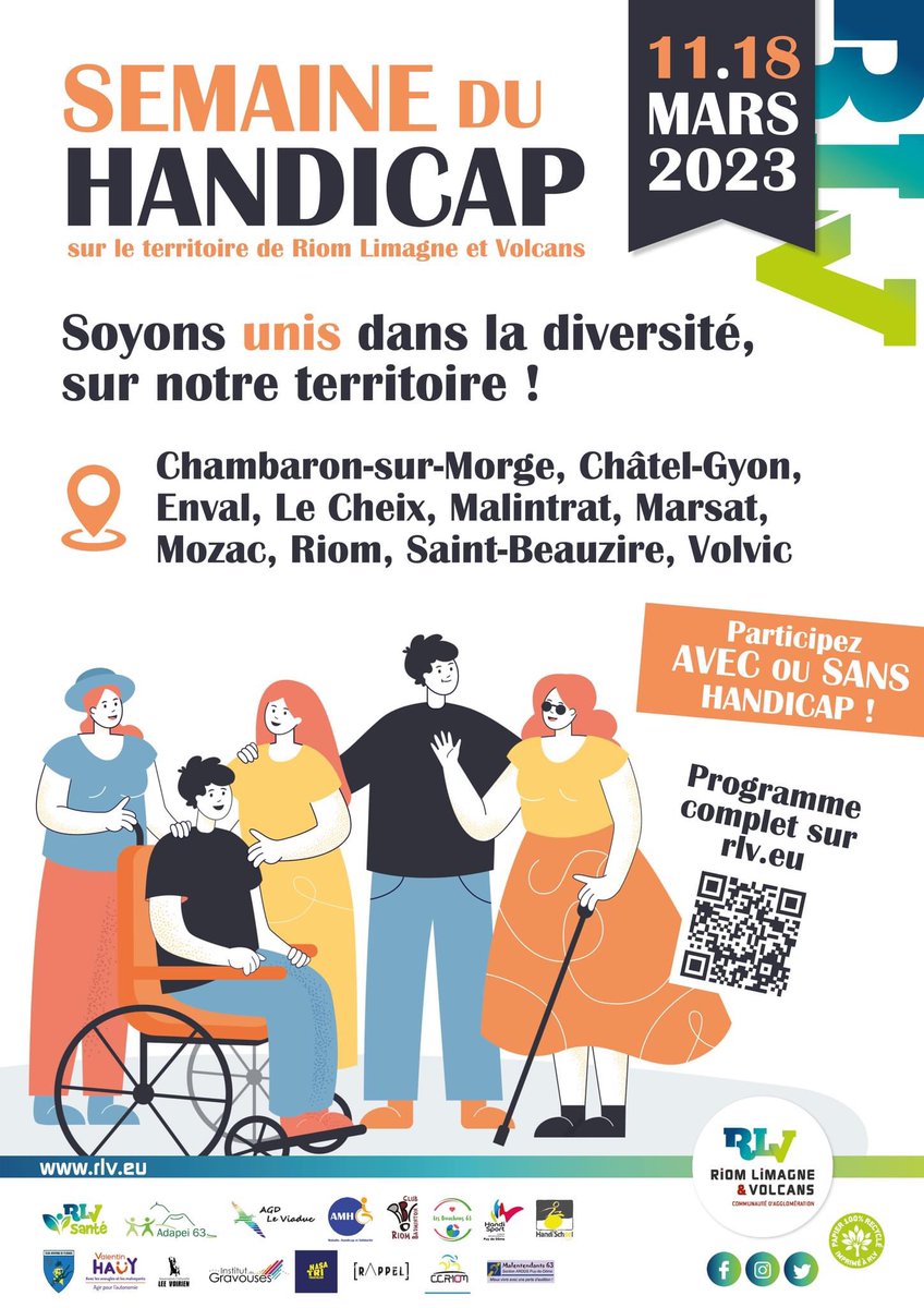 villedemozac's tweet photo. [ Semaine du handicap ]
📍sur le territoire de Riom Limagne et Volcans - Communauté d'agglomération @RLV_agglo 

🔹 Programme complet ▶️ https://t.co/hdnEaQYvyG

À Mozac : 3️⃣ événements mardi 14 mars et mercredi 15 mars 2023. 

#mozac #rlv #semaineduhandicap @lamontagne_riom https://t.co/BnKTWH02zR
