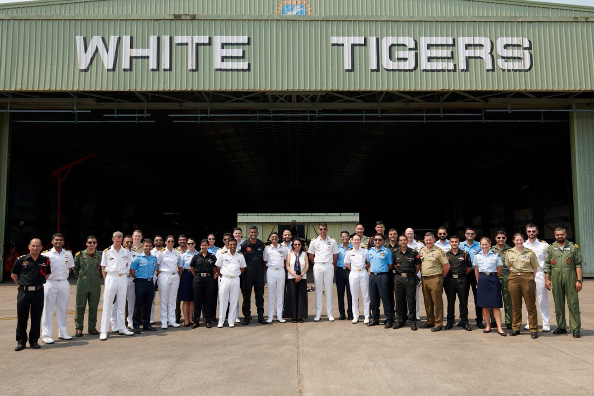 AusHCIndia's tweet photo. 🇮🇳 and 🇦🇺 conduct joint naval exercises and patrols in the Indian Ocean - an area of strategic interest for both our countries. Our #ADF officers observed first-hand Indian naval operations at INS Hansa - Indian naval air station - in #Goa. #GRIAYDOEP #GeneralRawat @DefenceAust https://t.co/Z1a1RRzXEe