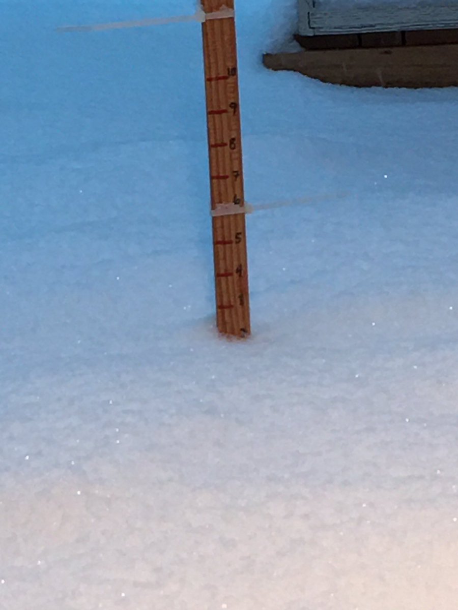 SixSpot's tweet photo. @NWSGreatFalls At 7:00am we’re up to 2.25” in #ValleyView #GreatFalls with light #snow falling and balmy 11.3°F. #mtwx #mtsnow #wxspotter https://t.co/sAnizf9Bs4