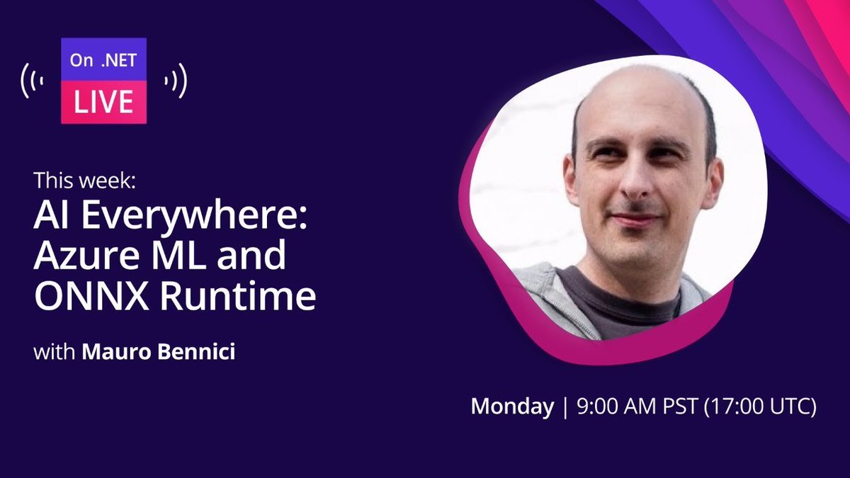 MSAzureDev's tweet image. How can you create and deploy AI models that work across different platforms and environments?
Drop in at 9AM PT, as @MauroBennici joins #OndotNET LIVE to show us how to use Azure ML and ONNX Runtime to build and run AI models anywhere you like. 🎥 msft.it/60145lOTK