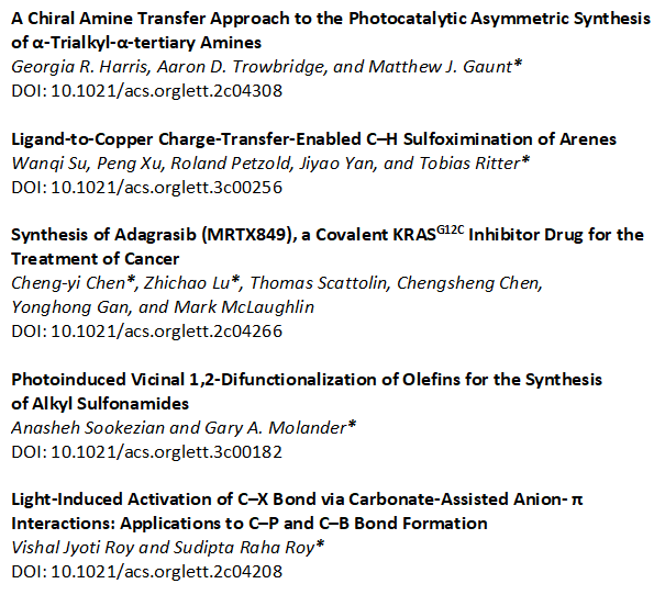 We are pleased to present our most read new #OrgLett articles over the past month. Please have a look at what others are reading 👇👇

dx.doi.org/10.1021/acs.or…
dx.doi.org/10.1021/acs.or…
dx.doi.org/10.1021/acs.or…
dx.doi.org/10.1021/acs.or…
dx.doi.org/10.1021/acs.or…