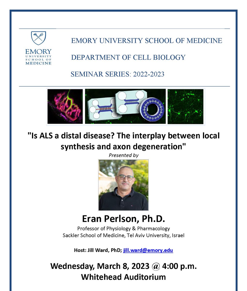 Jill Ward (@wardlab_emory) on Twitter photo So excited to host Dr. Eran Perlson from <a href="/of_sagol/">Sagol School of Neuroscience</a> <a href="/TelAvivUni/">Tel Aviv University</a> this week for our Cell Biology seminar series. Welcome to <a href="/EmoryMedicine/">Emory School of Medicine</a> <a href="/LabPerlson/">Perlson lab</a>! #neuroscience So excited to host Dr. Eran Perlson from <a href="/of_sagol/">Sagol School of Neuroscience</a> <a href="/TelAvivUni/">Tel Aviv University</a> this week for our Cell Biology seminar series. Welcome to <a href="/EmoryMedicine/">Emory School of Medicine</a> <a href="/LabPerlson/">Perlson lab</a>! #neuroscience