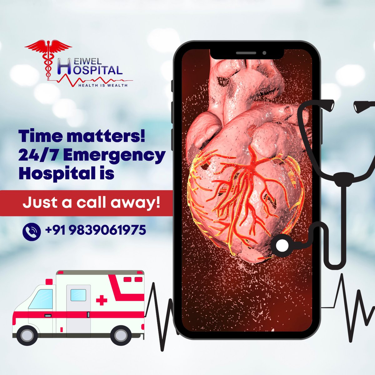 Time matters! 24*7 emergency hospital is just a call away. 

#ambulanceavailable  #femaleinfertility #bestinfertilityspecialist #MultispecialityHospital #24x7care #besthospitalinvaranasi #heiwelhospital #healthcareservices #varanasi
