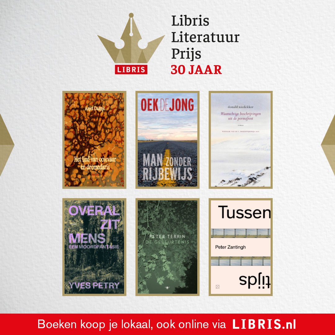 De 6 nominaties voor de #LibrisLiteratuurPrijs 2023 zijn zojuist bekendgemaakt. Bekijk ze allemaal hier: libris.nl/fictie/libris-…. Welk boek gaat er volgens jou winnen? Gefeliciteerd Auteurs en uitgevers! @uitgpassage @AtlasContact @koppernik_nl @dasmag @debezigebij