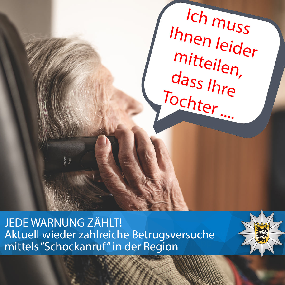 PolizeiMannheim's tweet photo. ❗ Aktuell wieder sehr viele Anrufe mit der #Betrugsmasche #Schockanruf in der Region!
😡 Angebliche Richter, Staatsanwälte, die Geld für die Kaution nach einem Unfall fordern.
☝️ #Uffbasse! 🗣️#Weitersagen! 
👨‍🦳 📞 Insbesondere Ältere #warnen!
➡ https://t.co/UyLlpvqwkg https://t.co/SAED5D2bAU