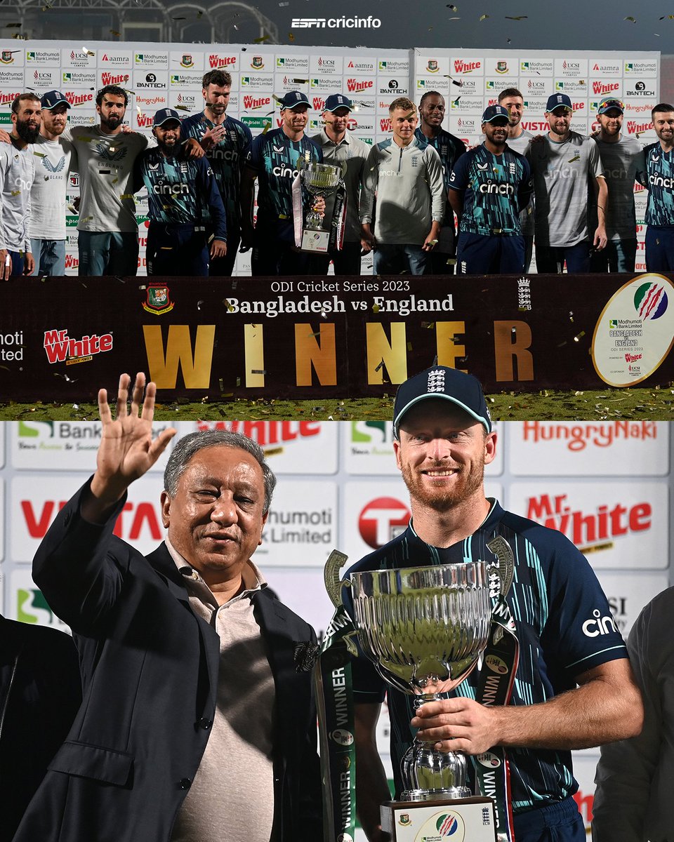 2-1 ODI series winners 🏴󠁧󠁢󠁥󠁮󠁧󠁿🏆

The first visiting team to triumph in a bilateral men's ODI series in Bangladesh since England's last visit in 2016 👏 #BANvENG
