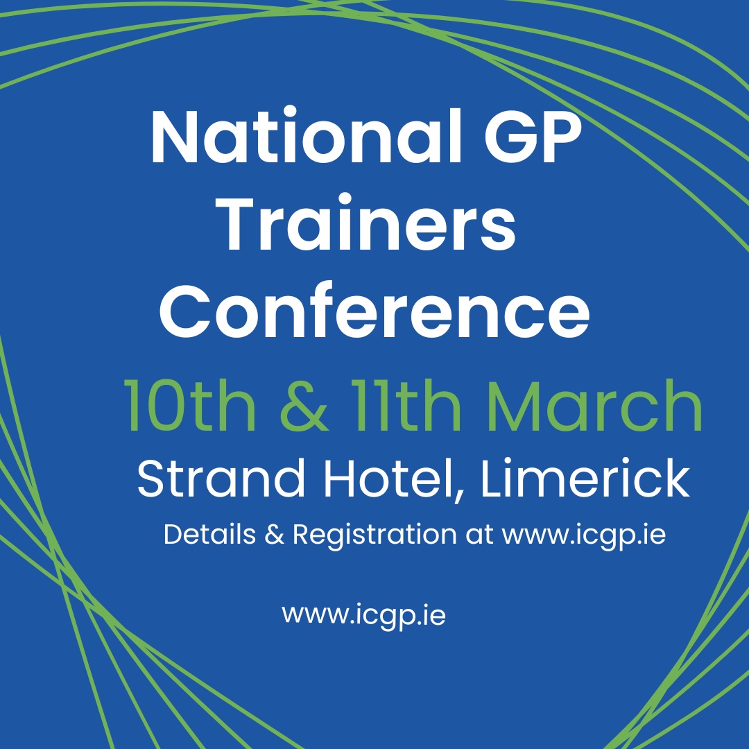 Just a few days to go to the National GP Trainers’ Conference in Limerick next Friday &amp; Saturday.
Great line-up, lots to learn &amp; meet your colleagues.

View programme and register at: bit.ly/3kl2oVp