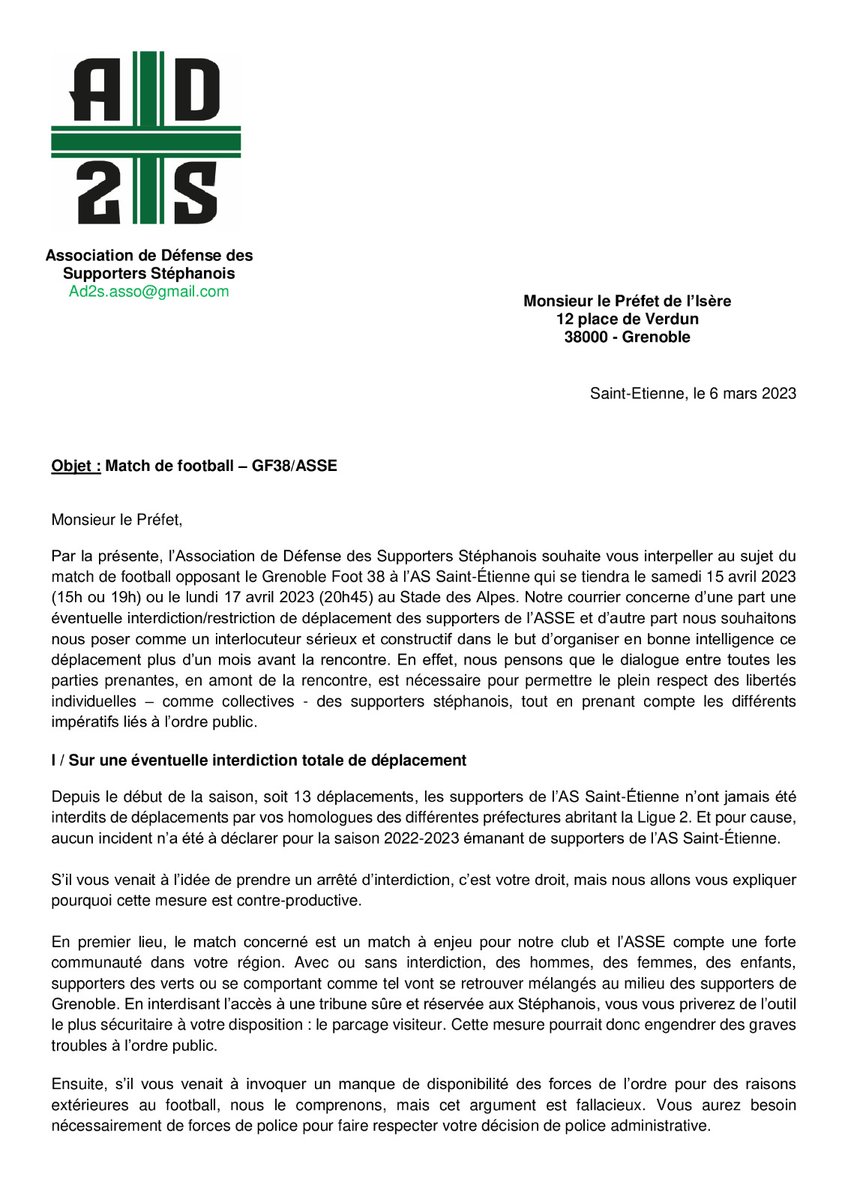 Association de Défense des Supporters Stéphanois tweet media