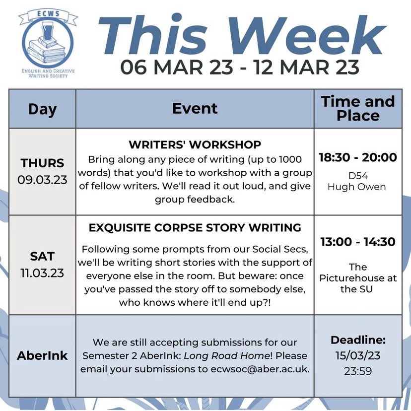 AberECWS's tweet photo. This Week’s Events: https://t.co/iTV9NBG9yU